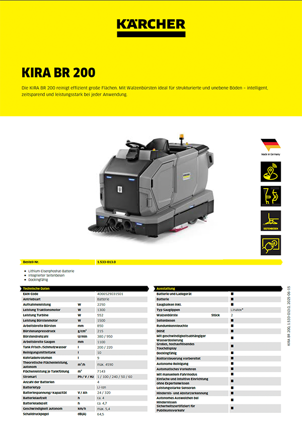 KIRA B 200 Technische Daten