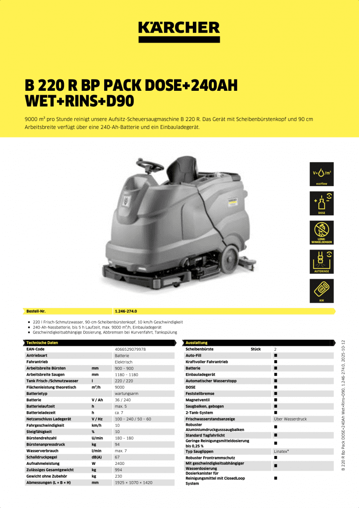 B 220 R Bp Pack DOSE+240Ah Wet+Rins+D90